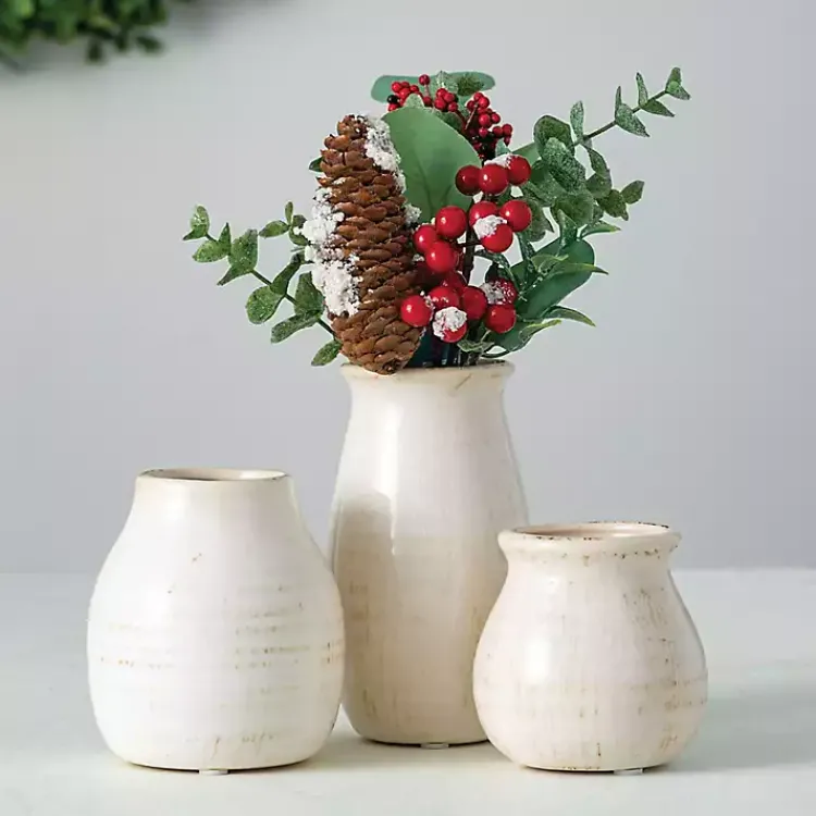 Vases>Kirklands Home Glossy Curved Vases, Set of 3 White
