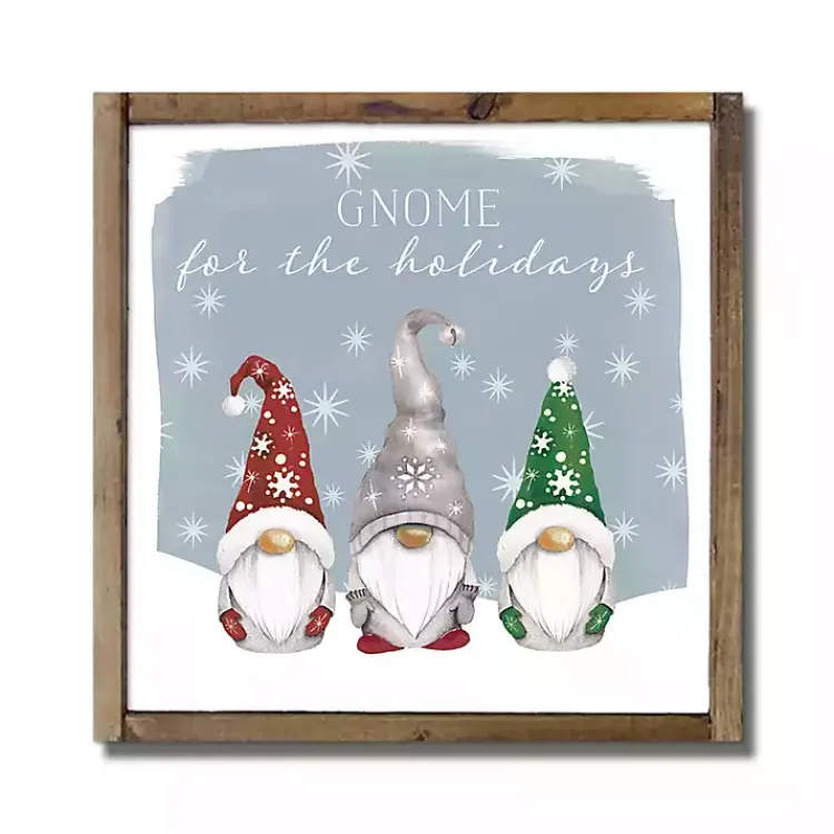 Christmas Art & Wall Decor>Kirklands Home Gnome for the Holidays Framed Wood Wall Plaque