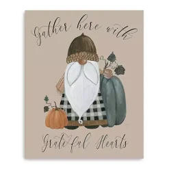 Fall>Kirklands Home Gnome Pumpkin Grateful Hearts Giclee Canvas Print