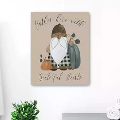 Fall>Kirklands Home Gnome Pumpkin Grateful Hearts Giclee Canvas Print