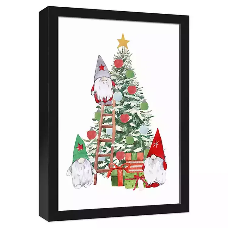 Christmas Art & Wall Decor>Kirklands Home Gnomes Decorating Christmas Tree Wall Plaque