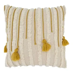 Pillows>Kirklands Home Gold & Cream Tufted Tassels Throw Pillow