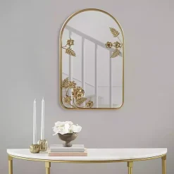 Kirklands Home Gold Adaline Floral Arched Wall Mirror Outlet