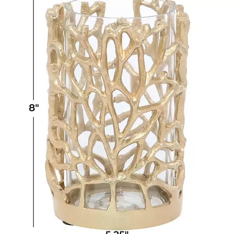 Candle Holders>Kirklands Home Aluminum Coral Hurricane, 8 in. Gold