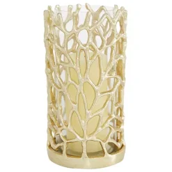 Candle Holders>Kirklands Home Aluminum Coral Hurricane, 10 in. Gold