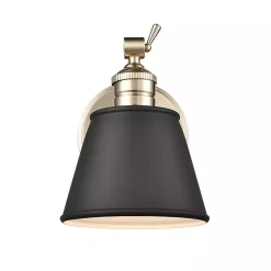 Sconces>Kirklands Home Gold and Black Metal Tapered Shade Wall Sconce