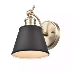 Sconces>Kirklands Home Gold and Black Metal Tapered Shade Wall Sconce
