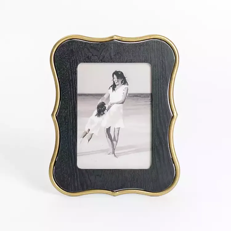 Picture Frames>Kirklands Home Gold and Black Quatrefoil Picture Frame, 5x7