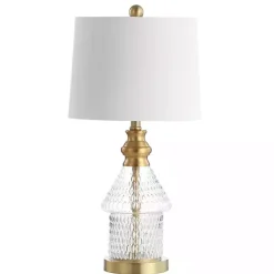 Kirklands Home Gold and Clear Bubble Glass Table Lamp White Hot