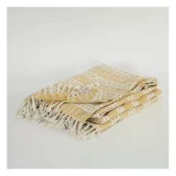 Blankets & Throws>Kirklands Home Gold and Ivory Striped Cotton Throw