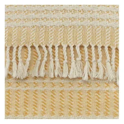 Blankets & Throws>Kirklands Home Gold and Ivory Striped Cotton Throw