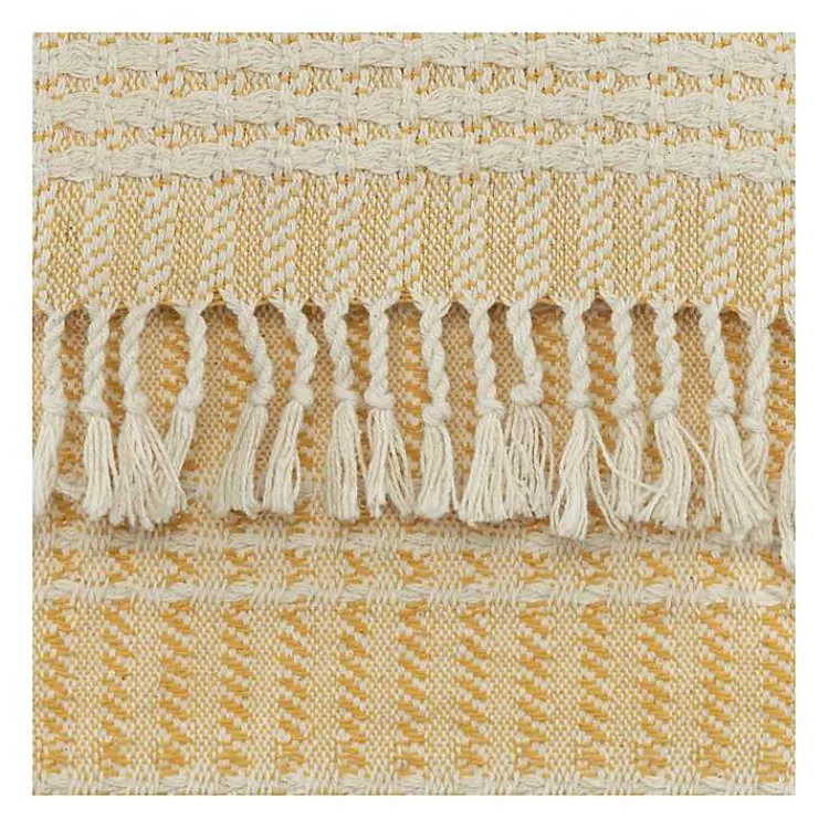 Blankets & Throws>Kirklands Home Gold and Ivory Striped Cotton Throw