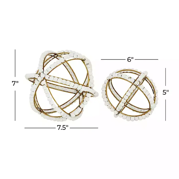 Bowl Filler>Kirklands Home Gold and Ivory Wooden Bead 2-pc. Orb Set