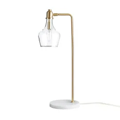 Kirklands Home Gold and Marble Table Lamp with Glass Bell Shade Clear Outlet