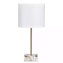 Kirklands Home Gold and Marble USB Charging Table Lamp White Outlet