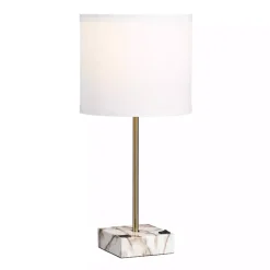 Kirklands Home Gold and Marble USB Charging Table Lamp White Outlet