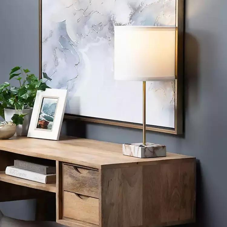 Kirklands Home Gold and Marble USB Charging Table Lamp White Outlet