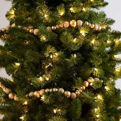Christmas Tree Decorations>Kirklands Home Gold and Natural Wood Bead Christmas Garland