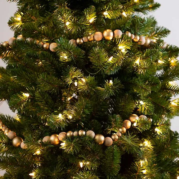 Christmas Tree Decorations>Kirklands Home Gold and Natural Wood Bead Christmas Garland