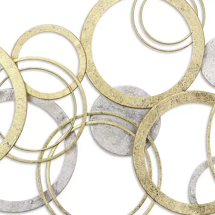 Kirklands Home Gold and Silver Metal Multi Ring Wall Plaque Hot