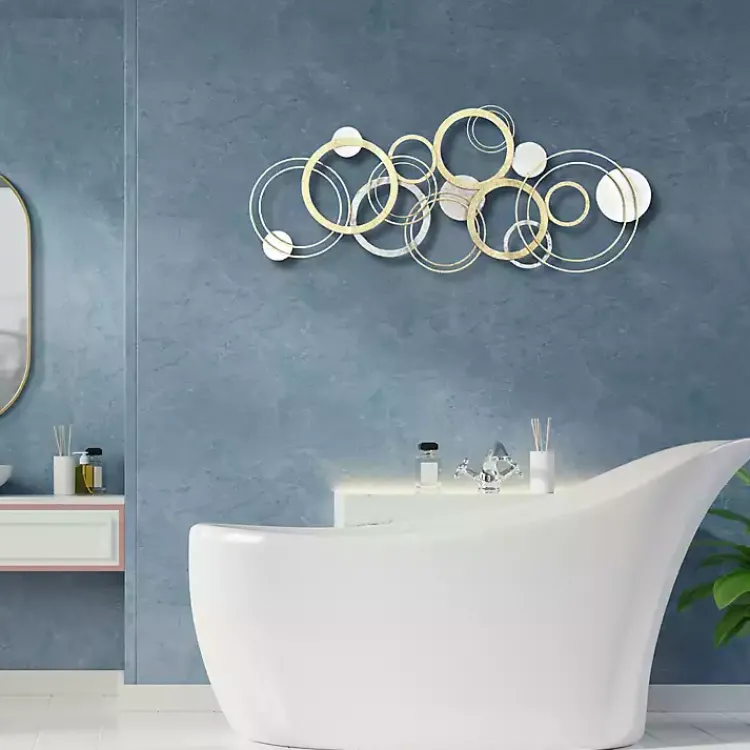 Kirklands Home Gold and Silver Metal Multi Ring Wall Plaque Hot