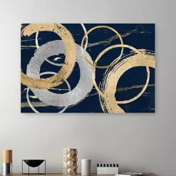 Kirklands Home Gold and Silver Rings Canvas Art Print, 48x32 in. New