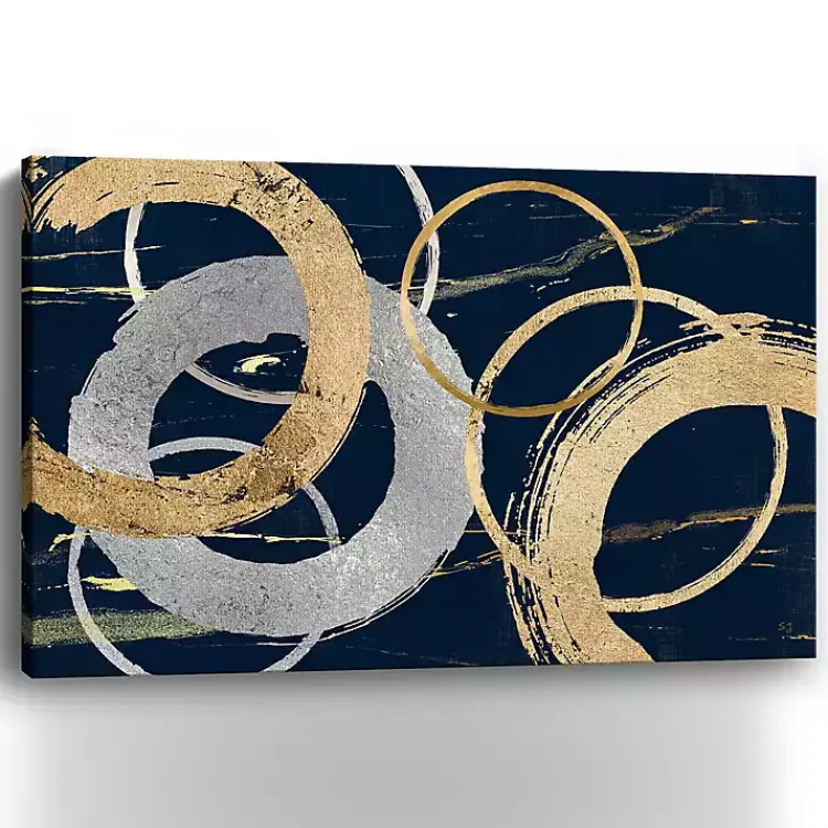 Kirklands Home Gold and Silver Rings Canvas Art Print, 48x32 in. New