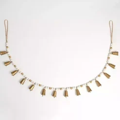 Christmas Arrangements & Garland>Kirklands Home Gold and White Beaded Bell Garland