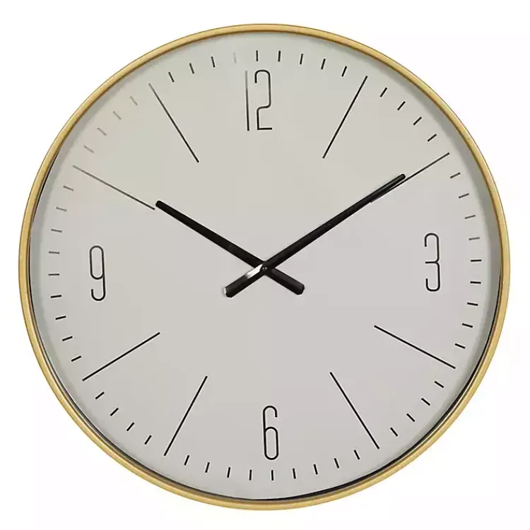Kirklands Home Gold and White Classic Wall Clock Outlet
