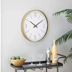 Kirklands Home Gold and White Classic Wall Clock Outlet