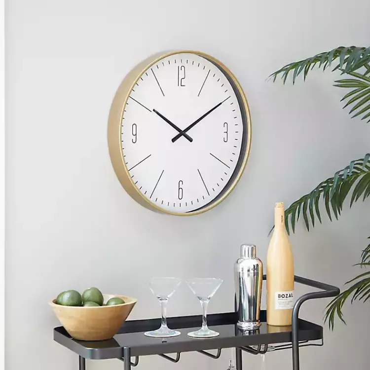 Kirklands Home Gold and White Classic Wall Clock Outlet