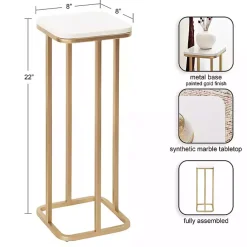 Kirklands Home and White Credele Accent Table Gold New