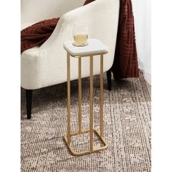 Kirklands Home and White Credele Accent Table Gold New