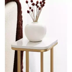 Kirklands Home and White Credele Accent Table Gold New