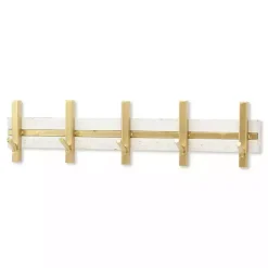 Kirklands Home Gold and White 5-Hook Coat Rack New