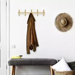 Kirklands Home Gold and White 5-Hook Coat Rack New