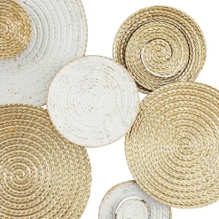 Kirklands Home Gold and White Round Layered Plates Wall Sculpture Sale