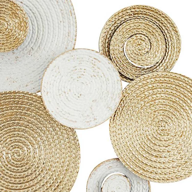 Kirklands Home Gold and White Round Layered Plates Wall Sculpture Sale