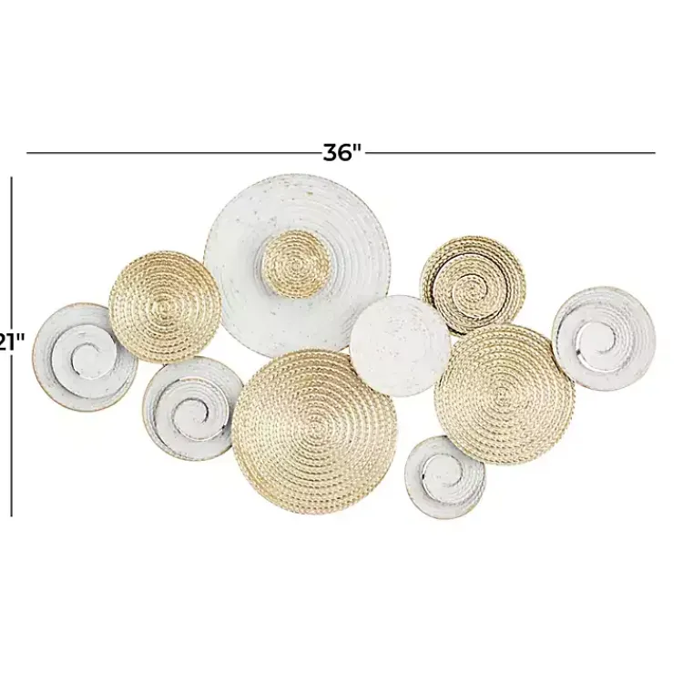 Kirklands Home Gold and White Round Layered Plates Wall Sculpture Sale