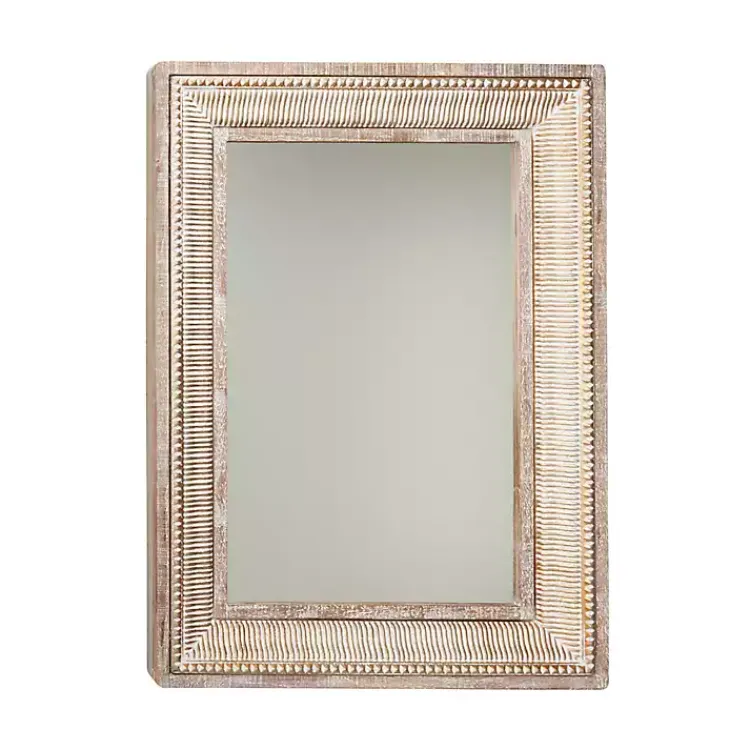Kirklands Home Gold and White Washed Carved Frame Mirror Hot