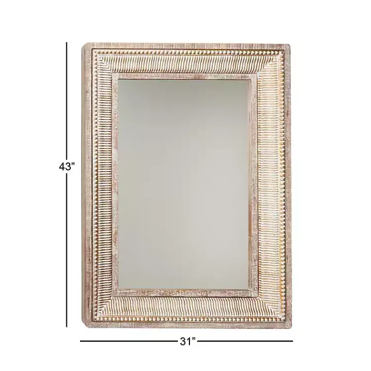 Kirklands Home Gold and White Washed Carved Frame Mirror Hot