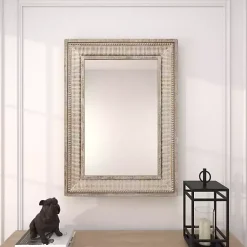 Kirklands Home Gold and White Washed Carved Frame Mirror Hot