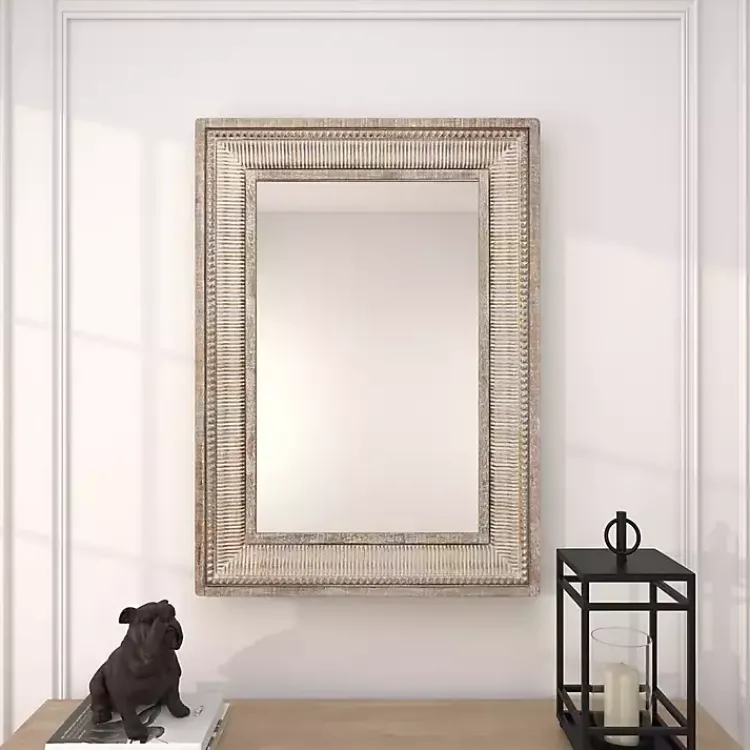 Kirklands Home Gold and White Washed Carved Frame Mirror Hot