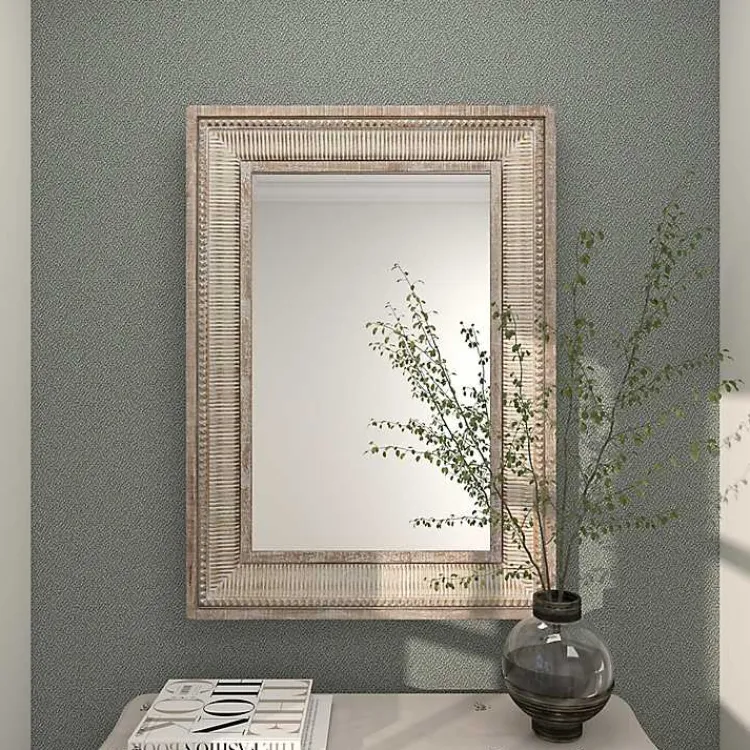 Kirklands Home Gold and White Washed Carved Frame Mirror Hot