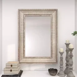 Kirklands Home Gold and White Washed Carved Frame Mirror Hot