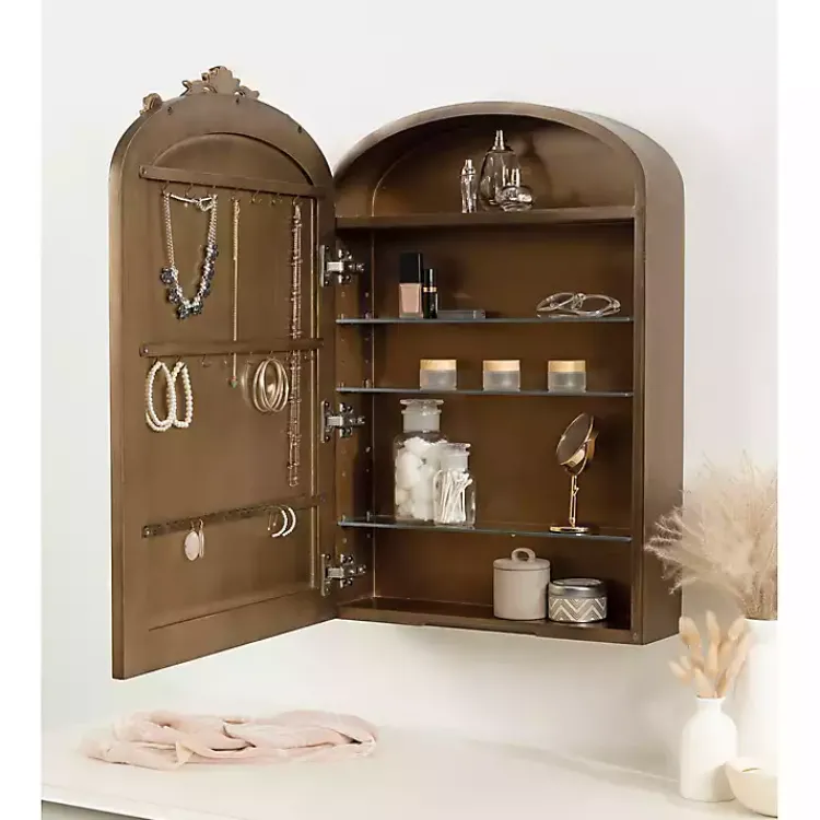 Kirklands Home Gold Arendahl Arched Mirror Jewelry Cabinet Best