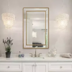 Kirklands Home Beaded Double Frame Beveled Wall Mirror Gold Outlet