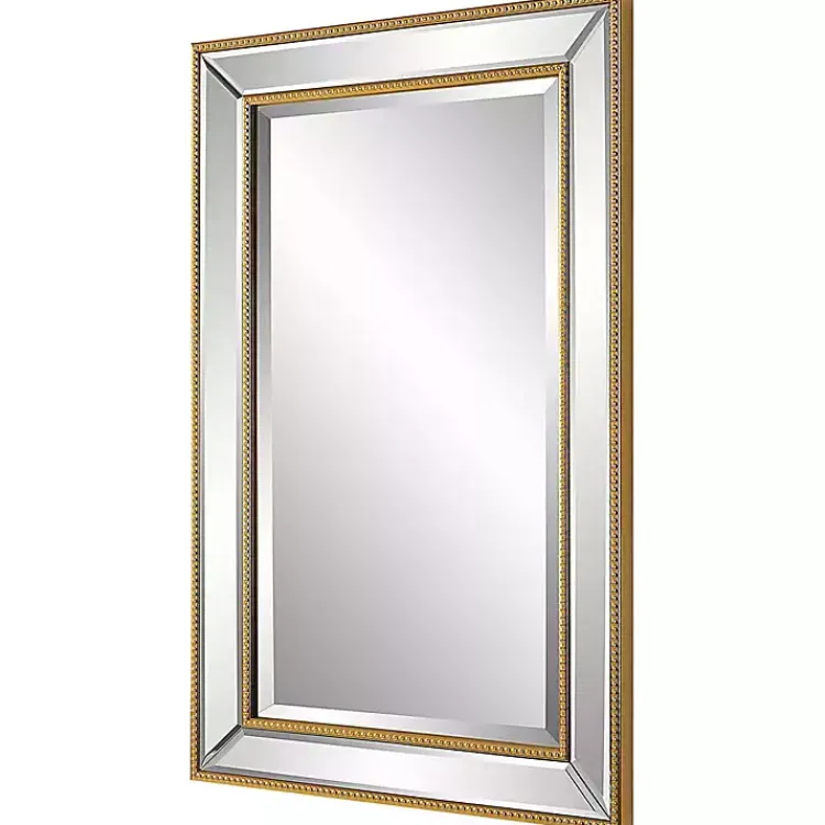 Kirklands Home Beaded Double Frame Beveled Wall Mirror Gold Outlet