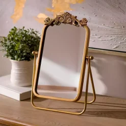 Kirklands Home Gold Bordeaux Scroll Tabletop Mirror Sale