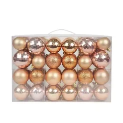 Christmas Ornaments>Kirklands Home Brown Shiny Matte Frosted 48-pc. Ornament Set Gold